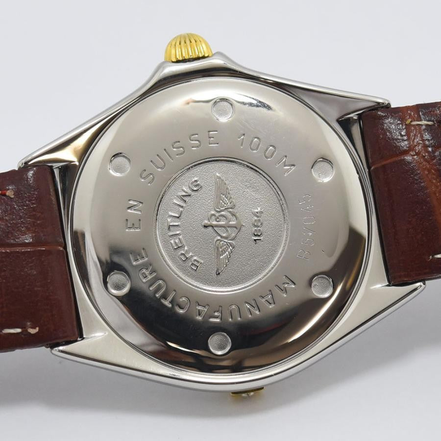 VINTAGE WATCHES FASHION Breitling Callisto レディースウォッチ、ブラウンクロコダイル型押しレザーストラップ、ステンレススチールケース、ゴールドアクセント