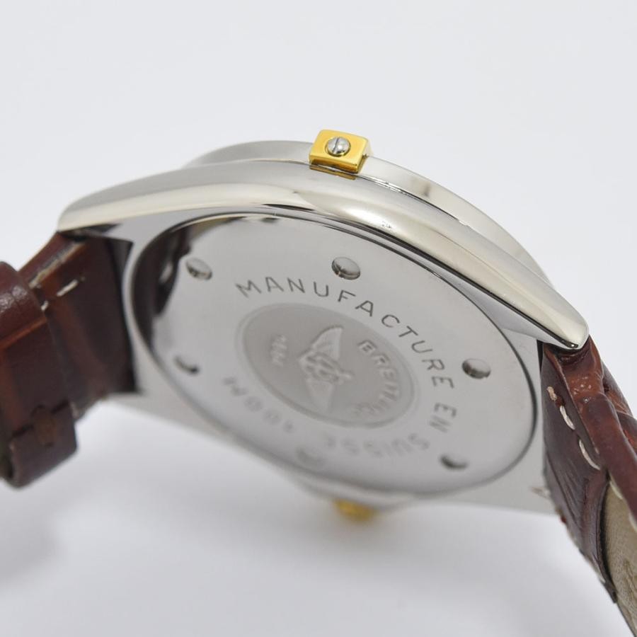 VINTAGE WATCHES FASHION Breitling Callisto レディースウォッチ、クリーム色の文字盤、ゴールドのアクセント、ブラウンのクロコダイル型押しレザーストラップ