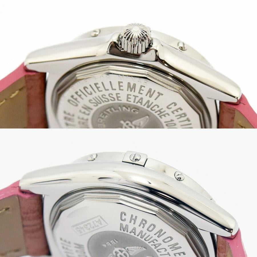 VINTAGE WATCHES FASHION ブライトリング クロノメーター レディースウォッチ サーモンピンク文字盤 ブラウンレザーベルト 100M防水