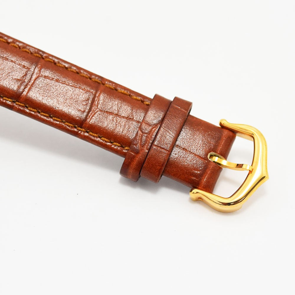 VINTAGE WATCHES FASHIONのブラウンクロコダイルエンボスレザーストラップとゴールドバックル付きのクラシックな腕時計