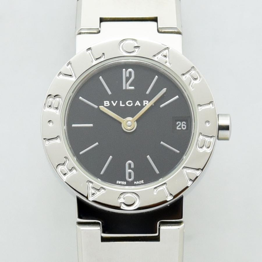 VINTAGE WATCHES FASHION ブルガリ レディース クオーツ腕時計 ステンレススチール製 ブラック文字盤 日付表示