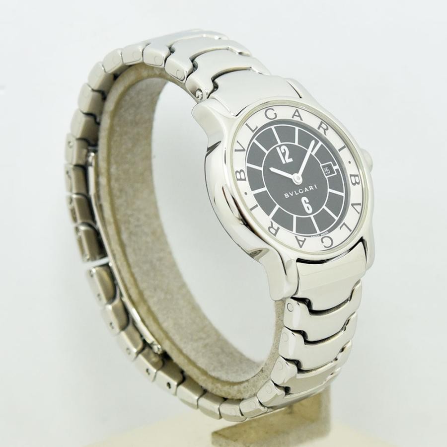 VINTAGE WATCHES FASHION ブルガリ レディース腕時計 ステンレススティール製 ブラック文字盤 アラビア数字 日付表示