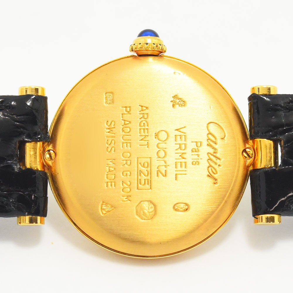 VINTAGE WATCHES FASHION カルティエ ヴァンティアンSM ゴールドヴェルメイユ クオーツウォッチ ブラッククロコダイル調レザーベルト