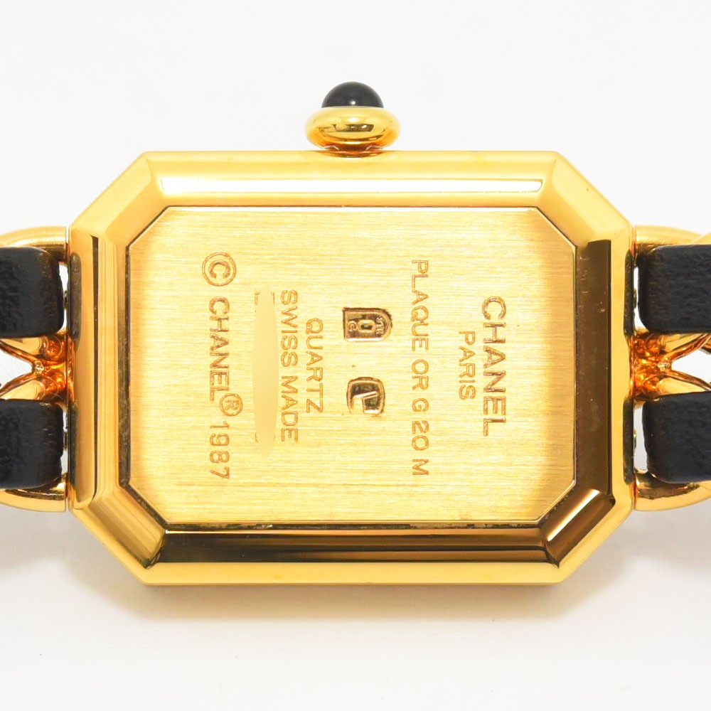 VINTAGE WATCHES FASHION シャネル プルミエールウォッチ ゴールドメッキ ブラックレザー スイス製クォーツ 1987年製