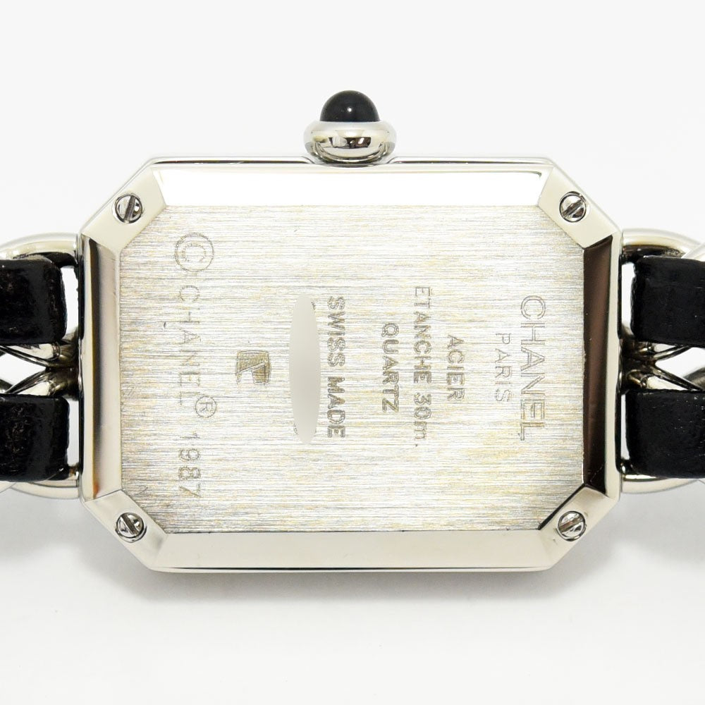 VINTAGE WATCHES FASHION シャネル プルミエールウォッチ、シルバーチェーンと黒革のストラップ、八角形ケース、スイス製クォーツ
