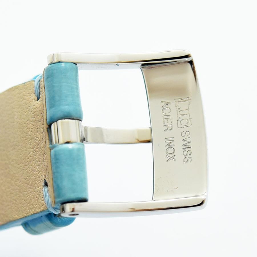 VINTAGE WATCHES FASHIONのショパール ハッピーダイヤモンド ウォッチ。ブルーのクロコダイルエンボスレザーストラップとステンレススチール製バックル。