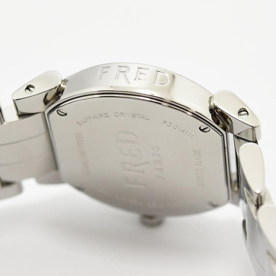 VINTAGE WATCHES FASHION FRED レディースダイヤモンドベゼルウォッチ、シルバーカラーのステンレススチール製ケースとブレスレット、サファイアクリスタル
