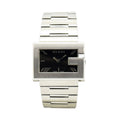 VINTAGE WATCHES FASHIONのGUCCI 100Lレディース腕時計。シルバーのステンレススチール製ブレスレットとブラックの文字盤、アイコニックなGロゴデザインが特徴。