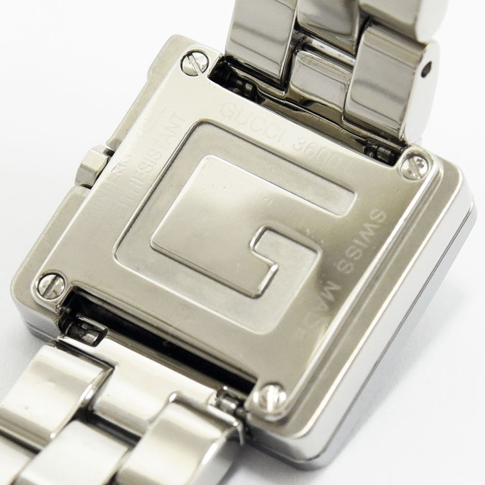 VINTAGE WATCHES FASHIONのGUCCI 3600L腕時計、Gロゴが刻印されたステンレススチール製スクエアケースの裏蓋