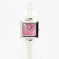 VINTAGE WATCHES FASHIONのGUCCI 1900Lレディースバングルウォッチ。ピンクシェル文字盤とシルバーのステンレススチール製スクエアケースが特徴。