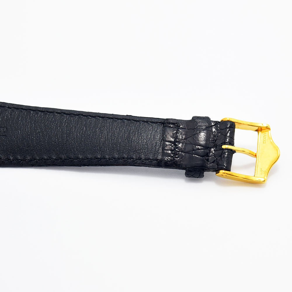 VINTAGE WATCHES FASHIONのGucciヴィンテージウォッチ用ブラック型押しレザーベルトとゴールドバックル