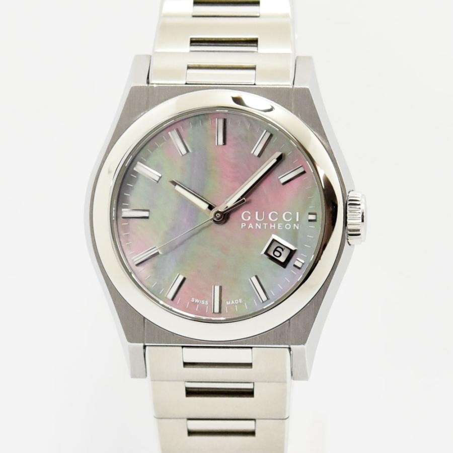 VINTAGE WATCHES FASHION グッチ パンテオン ステンレススチールウォッチ マザーオブパール文字盤 日付表示機能付き