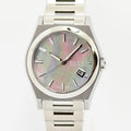 VINTAGE WATCHES FASHION グッチ パンテオン ステンレススチールウォッチ マザーオブパール文字盤 日付表示機能付き