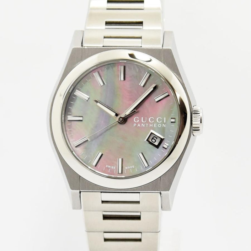 VINTAGE WATCHES FASHION グッチ パンテオン ステンレススチールウォッチ マザーオブパール文字盤 日付表示機能付き