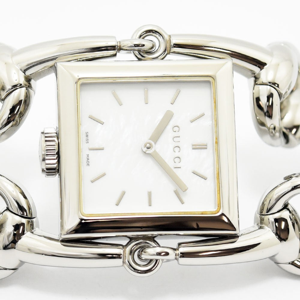 VINTAGE WATCHES FASHIONのGUCCIホースビットモチーフのスクエア型ステンレススチール製レディース腕時計