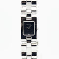 VINTAGE WATCHES FASHIONのGucci 2305Lレディース腕時計。シルバーのステンレススチール製ブレスレットとミニマルなブラック文字盤が特徴。