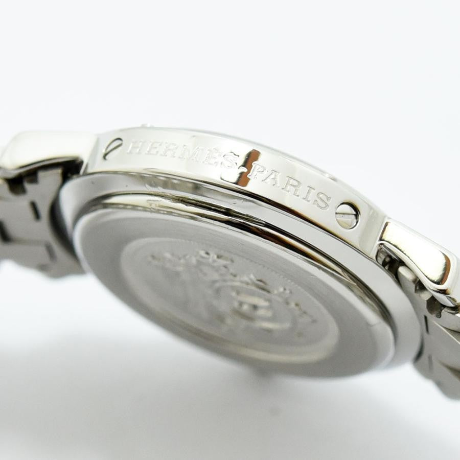 VINTAGE WATCHES FASHION エルメス クリッパー クオーツ レディース腕時計。シルバーのステンレススチール製。ブラウンのベゼルがアクセント。スイス製。