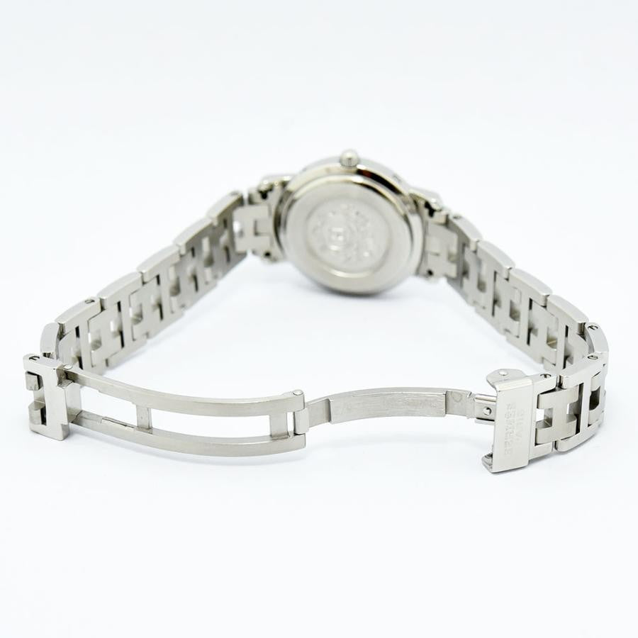 VINTAGE WATCHES FASHION エルメス クリッパー クオーツ レディース腕時計。ダークグレー文字盤、ブラウンベゼル、ステンレススチール製。スイス製。