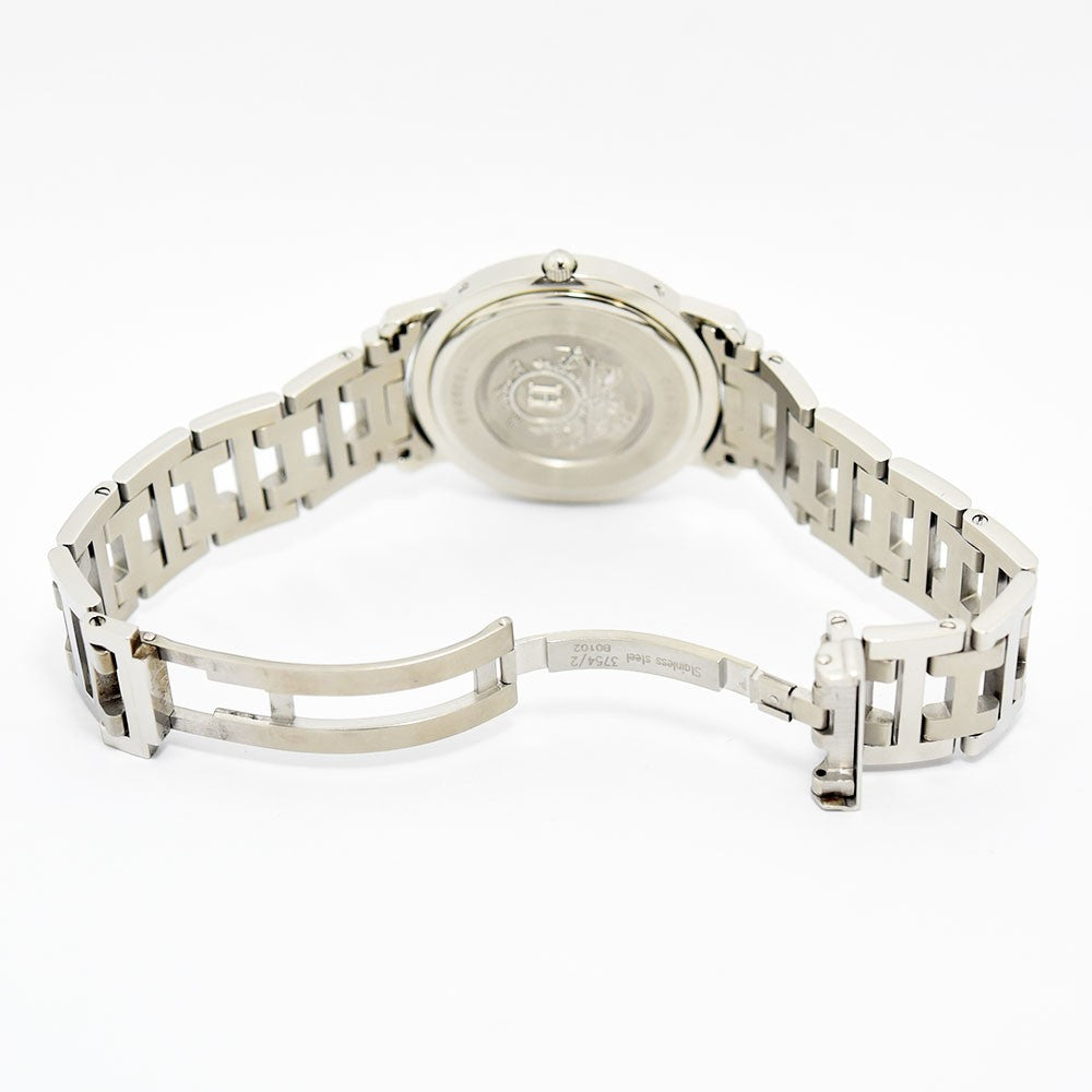 VINTAGE WATCHES FASHIONのエルメス クリッパー ステンレススチール製ウォッチの背面とHモチーフのブレスレットの留め具部分