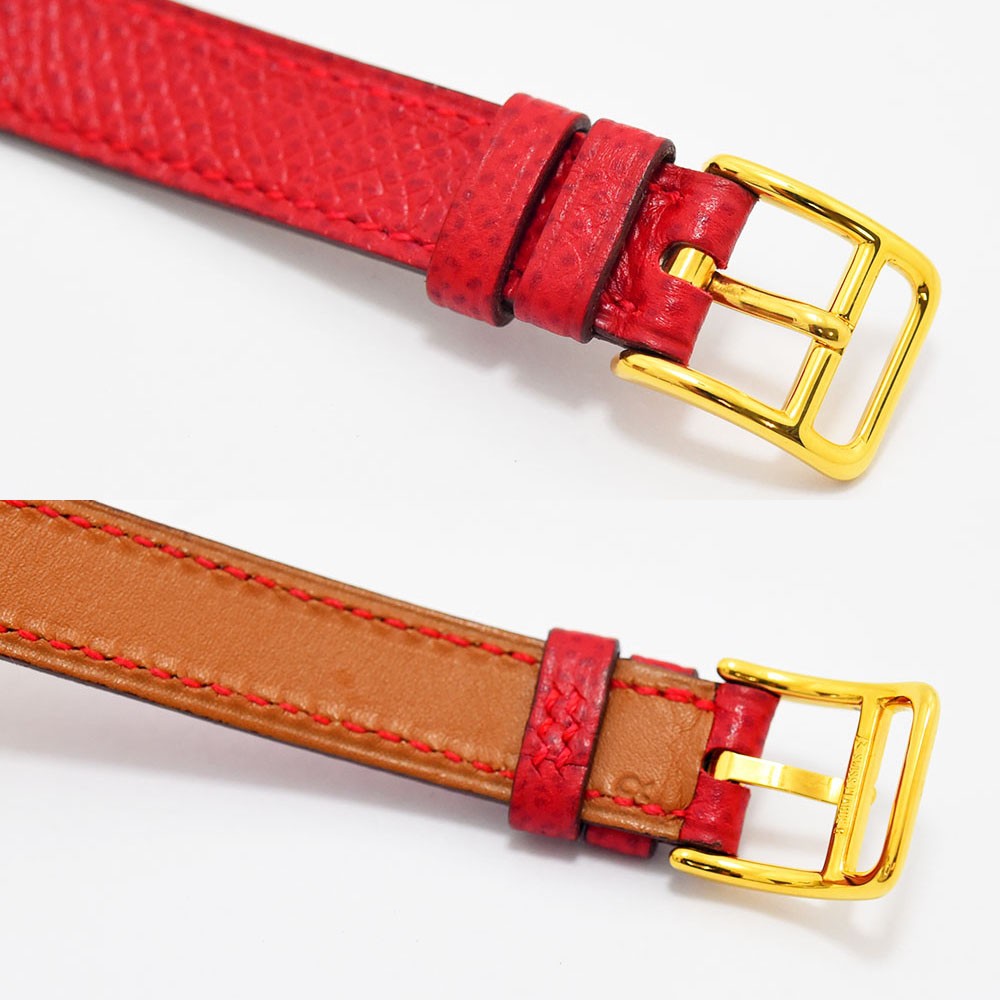 VINTAGE WATCHES FASHIONのエルメス ケリーウォッチ用レッドレザーベルトとゴールドバックル