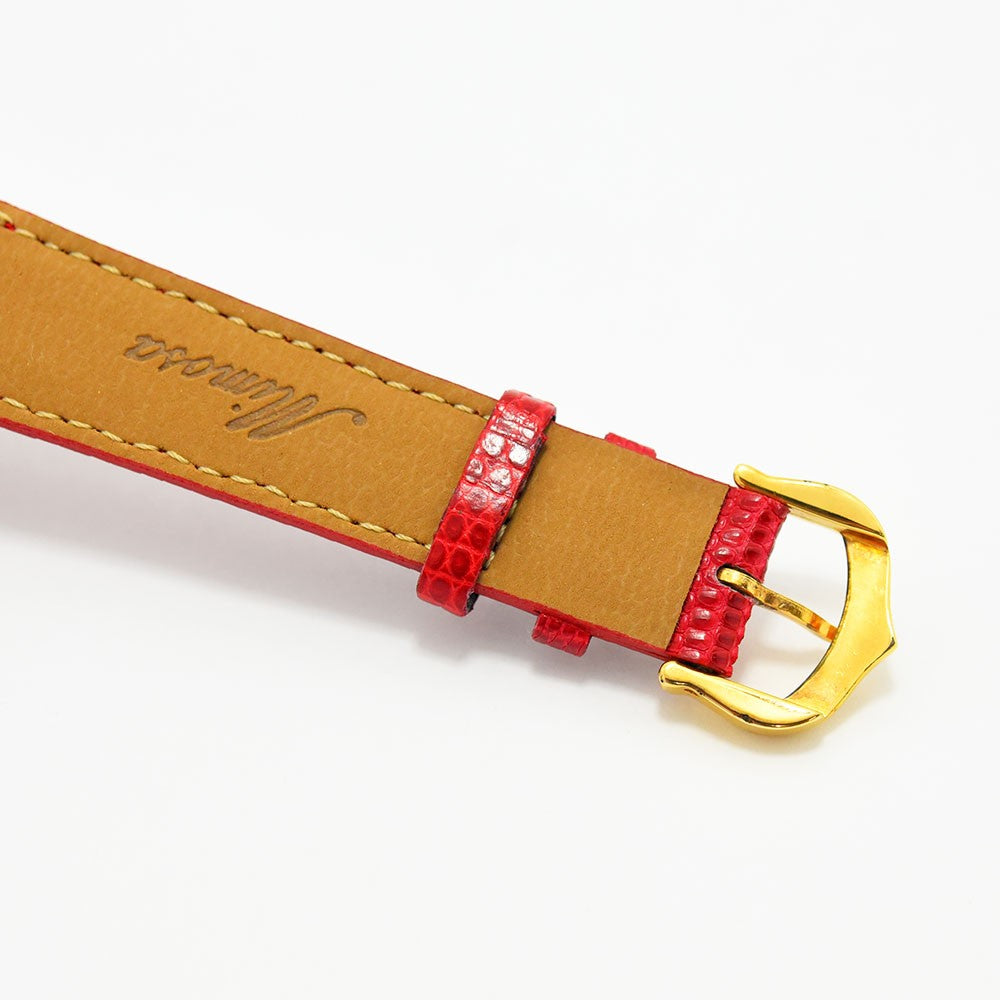 VINTAGE WATCHES FASHION Must de Cartier Tank Watch with red leather strap and gold buckle. Classic design, elegant, timeless.