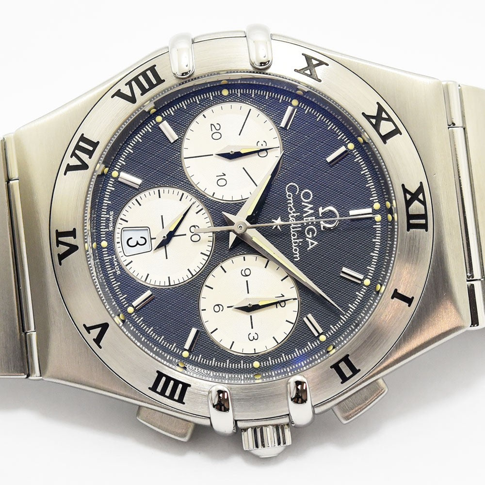 VINTAGE WATCHES FASHIONのOMEGAコンステレーション、ネイビー文字盤のステンレス製クロノグラフ腕時計