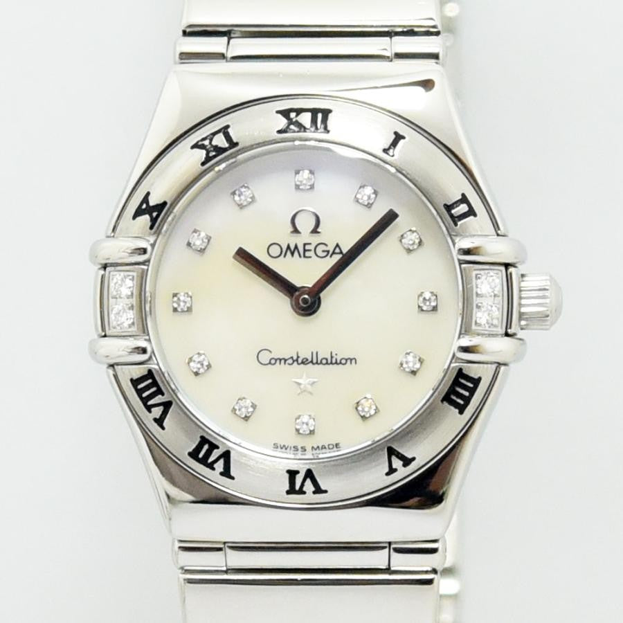 VINTAGE WATCHES FASHIONのオメガ コンステレーション ダイヤモンド レディースウォッチ。マザーオブパール文字盤、ダイヤモンドインデックス、ローマ数字、ダイヤモンドベゼル。