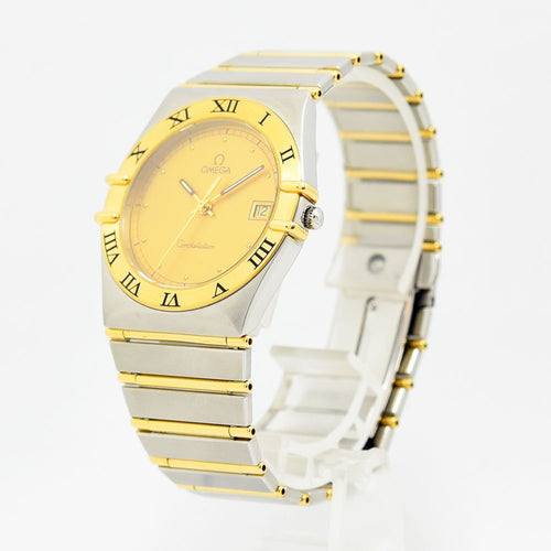 VINTAGE WATCHES FASHIONのOMEGAコンステレーション。イエローゴールド文字盤とステンレス・ゴールドのコンビブレスが特徴のヴィンテージ腕時計