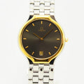 VINTAGE WATCHES FASHION オメガ メンズ腕時計、ゴールドベゼル、ダークグレー文字盤、ステンレススチールブレスレット、日付表示