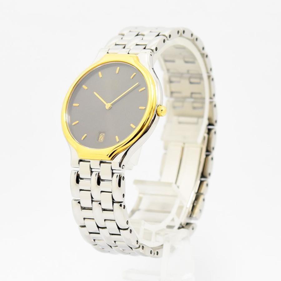 VINTAGE WATCHES FASHION オメガ メンズ腕時計、ゴールドベゼル、ステンレススチールブレスレット、ダークグレー文字盤、日付表示