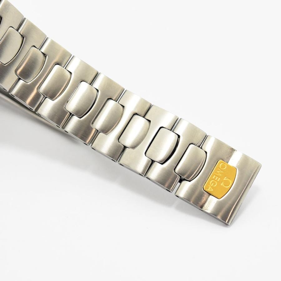 VINTAGE WATCHES FASHIONのOMEGAシーマスター・ポラリス用ステンレススチール製ブレスレット、ゴールドのロゴ入りクラスプ