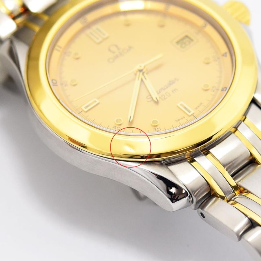 VINTAGE WATCHES FASHIONのOMEGAシーマスター120m。ゴールド文字盤とステンレス＆ゴールドのコンビブレスが特徴のヴィンテージ腕時計。