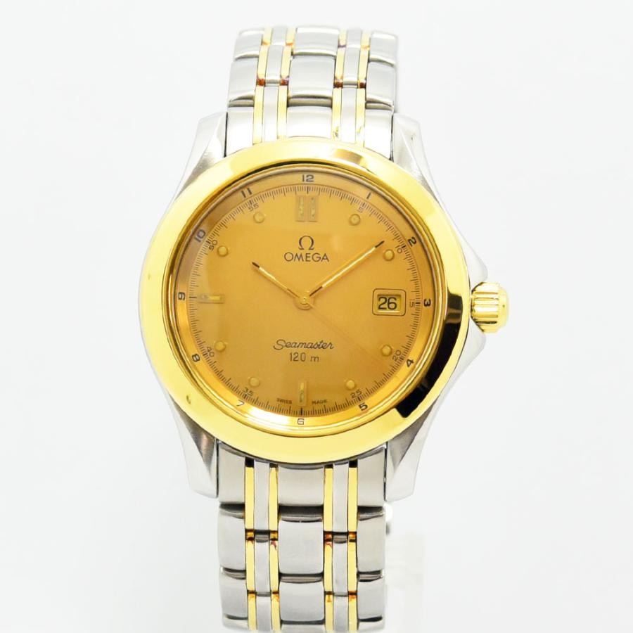VINTAGE WATCHES FASHIONのOMEGAシーマスター120m。ゴールド文字盤とステンレス＆ゴールドのコンビブレスレットが特徴の高級ヴィンテージ腕時計