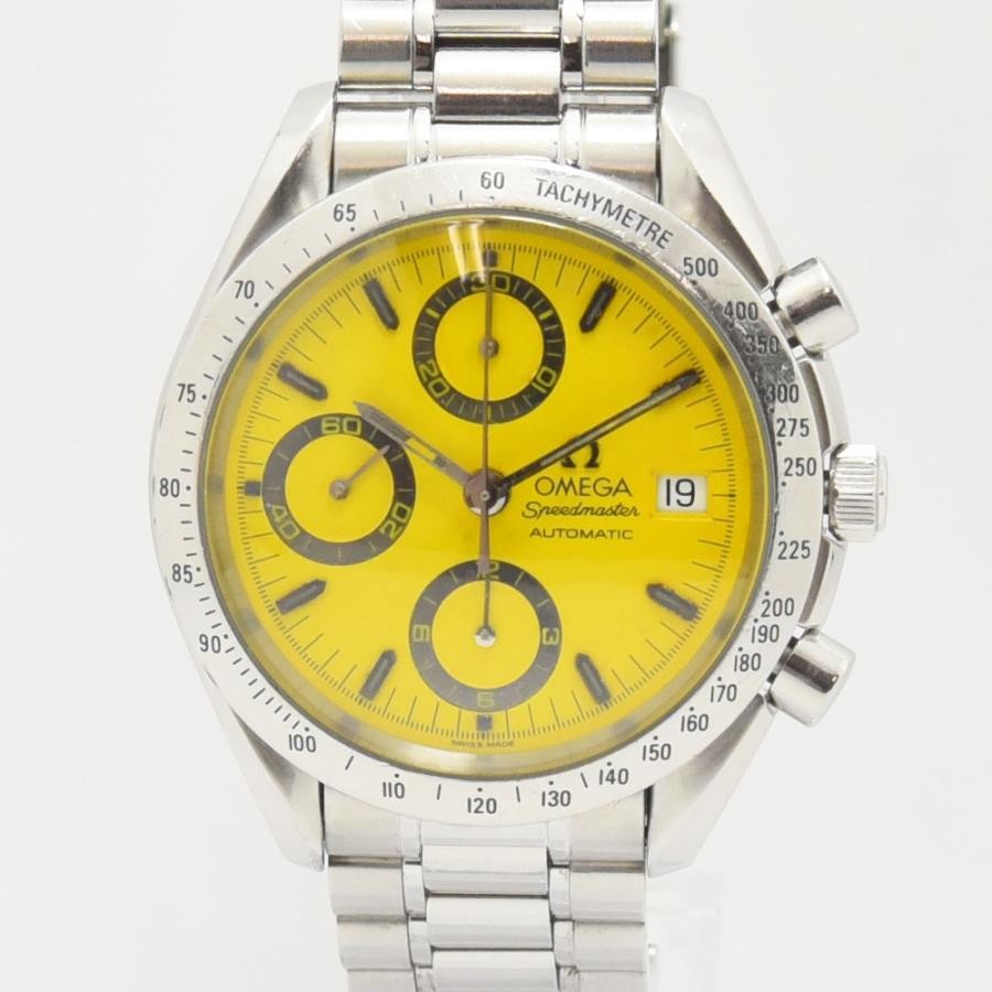 VINTAGE WATCHES FASHION スピードマスター オートマチック クロノグラフ 腕時計、鮮やかなイエローダイヤル、タキメーターベゼル、ステンレススチール製