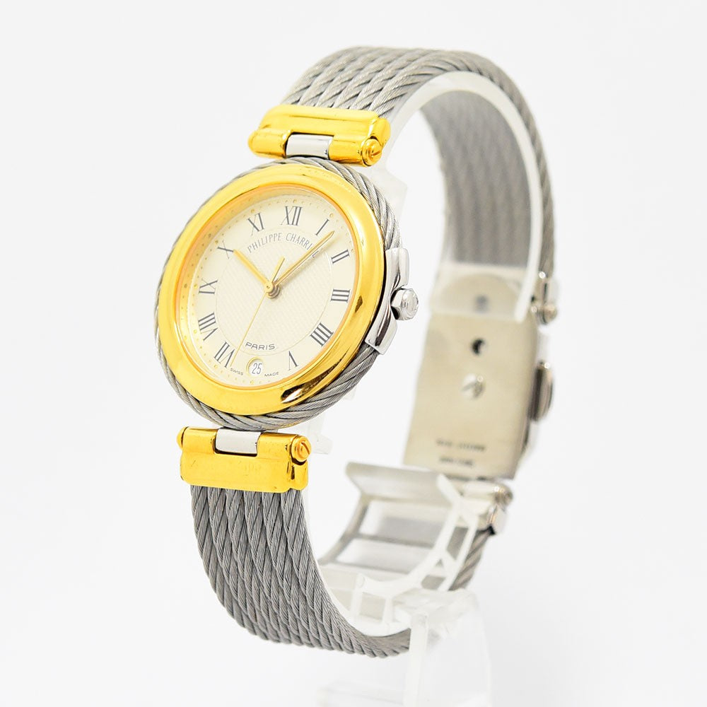 VINTAGE WATCHES FASHIONのPhilippe Charriolレディース腕時計。シルバーとゴールドのワイヤーケーブルブレスレットにローマ数字文字盤が特徴。