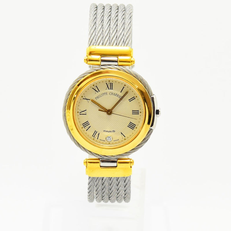 VINTAGE WATCHES FASHIONのPhilippe Charriolレディース腕時計。シルバーとゴールドのワイヤーケーブルブレスレットにローマ数字文字盤が特徴。