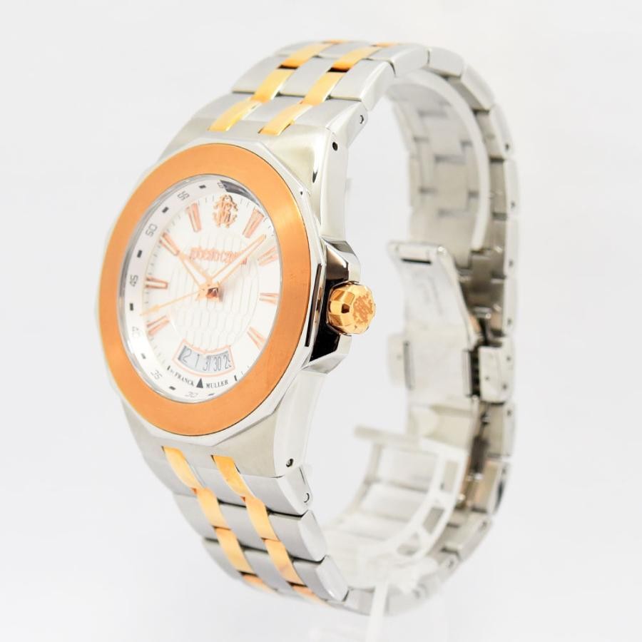 VINTAGE WATCHES FASHION ロベルト・カヴァリ メンズウォッチ。ステンレススチールとローズゴールドのブレスレット、日付表示機能付きホワイトダイヤル。