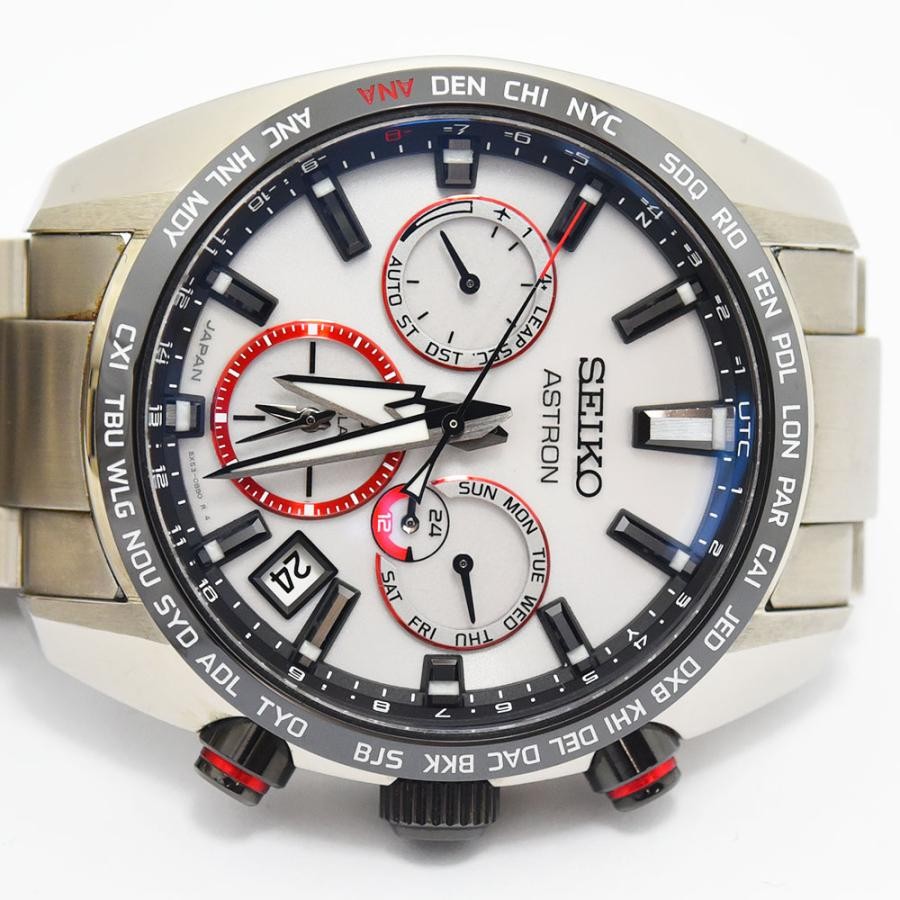 VINTAGE WATCHES FASHION セイコーアストロン ソーラークロノグラフウォッチ、ホワイトダイヤル、ステンレススチール製