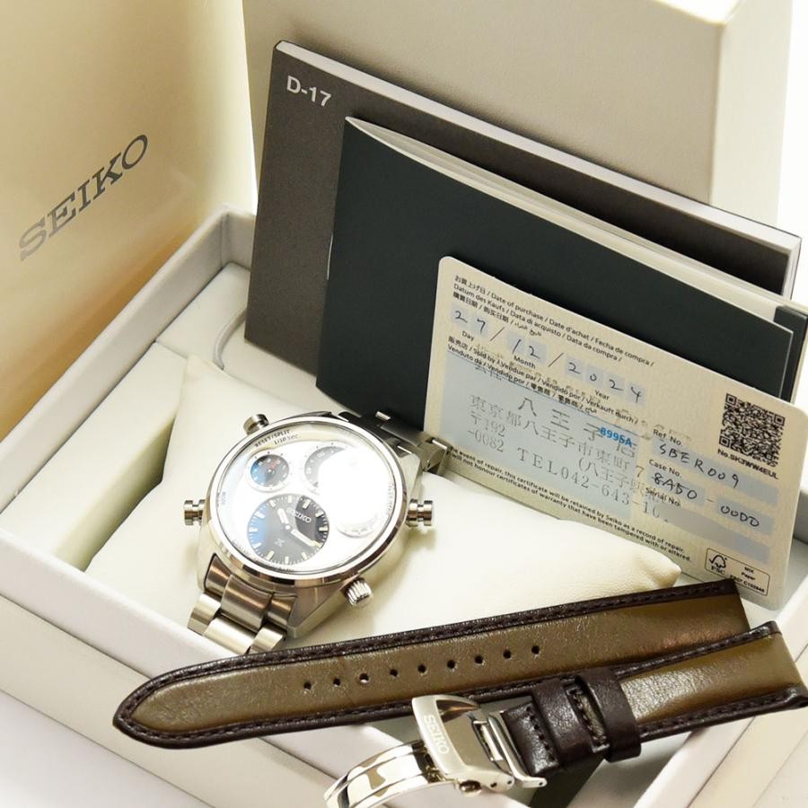 VINTAGE WATCHES FASHIONのセイコー製クロノグラフウォッチ。シルバーのステンレススチール製ケースとブレスレット、ホワイトの文字盤にブラックのインダイヤルとレッドの針。