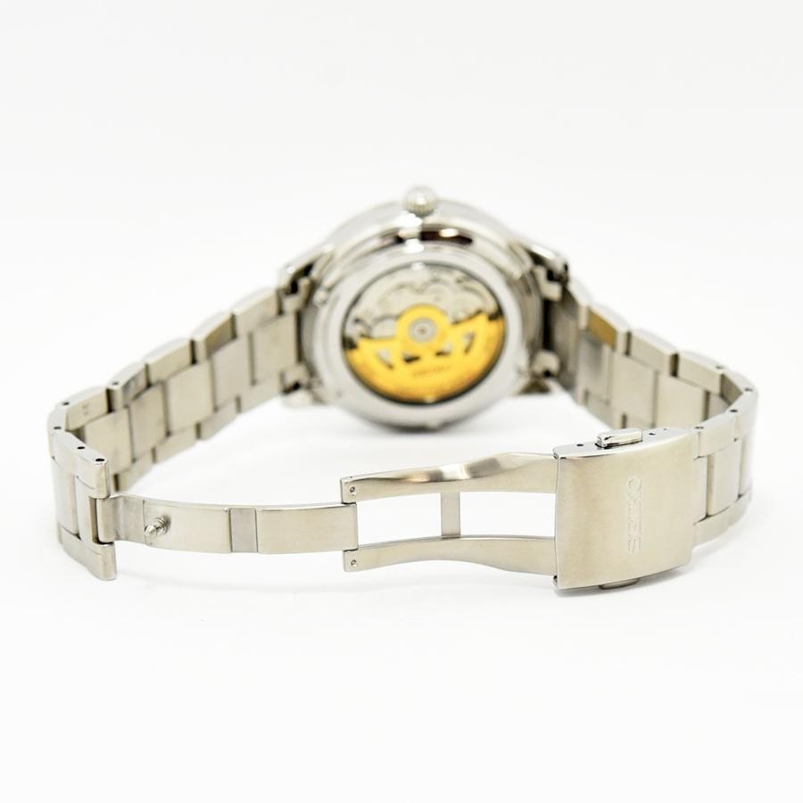 VINTAGE WATCHES FASHION プレザージュ 自動巻きメカニカルウォッチ、オープンハートデザイン、ステンレススチールブレスレット